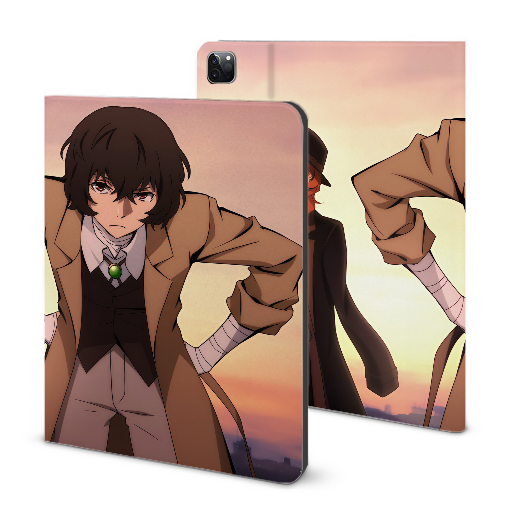 （画像用） 文豪ストレイドッグス Bungo Stray Dogs IPad ケース ブック型 PUレザー TPU 耐衝撃 軽量 薄型 ペン収納なし 全面保護 IPad 各モデル対応